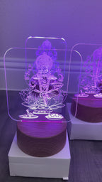 Video of Lord Ganesha LED lamp glowing – 3D laser engraved acrylic night light